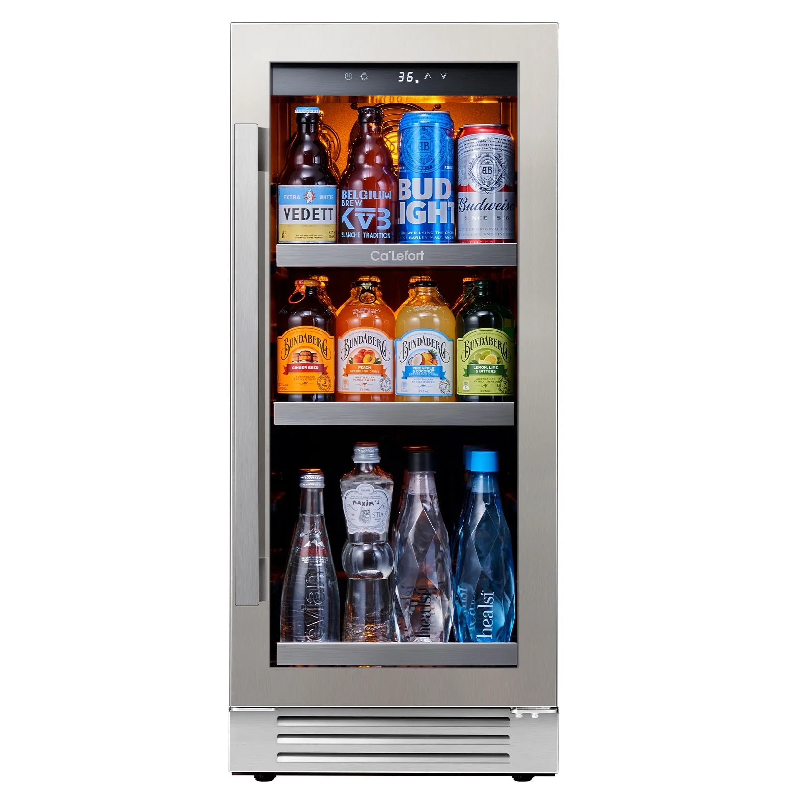 15'' Beverage Refrigerator Cooler,100 Cans Beverage Fridge,Built in or Freestanding Beverage Center with Stainless Steel Door