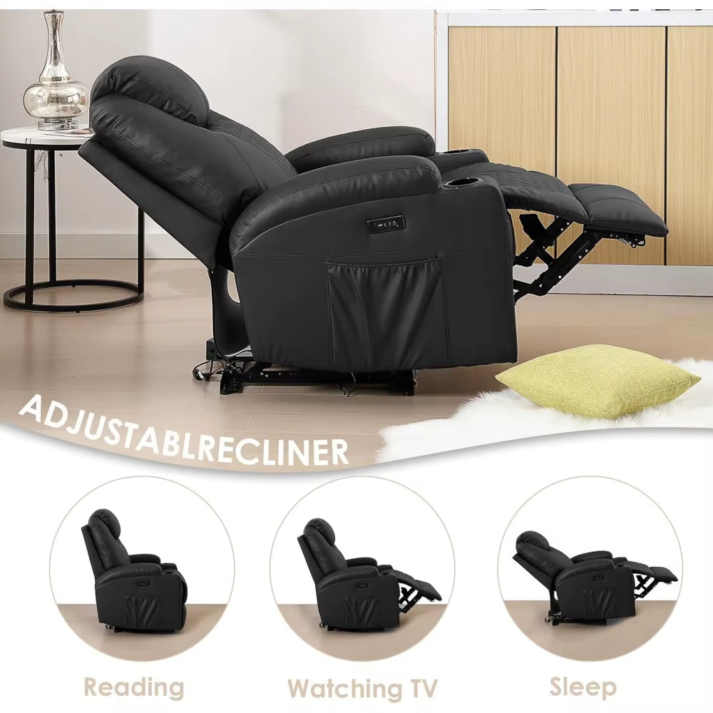 Power Recliner Chair, Home Theater Seating with LED Ambient Lighting, PU Leather Lazy Sofa Heat Massage Chair with ,Customized