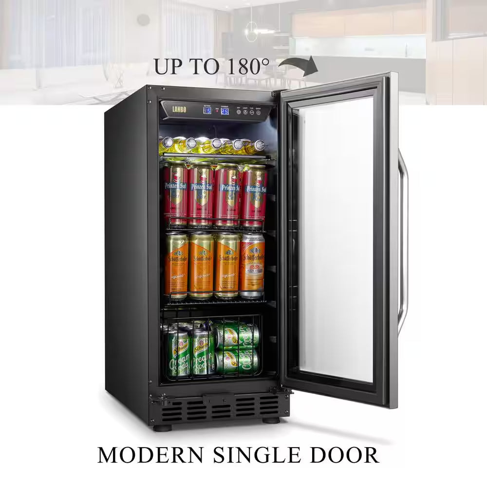 Beverage Refrigerator 15 In. 70 Can Single Zone Beverage Cooler, Stainless Steel