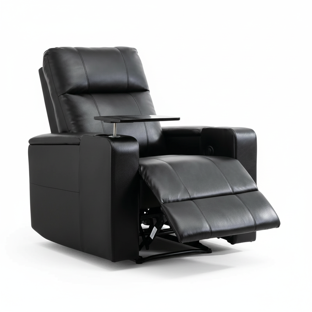 Electric Recliner for Living Room Home Theater Seating Leather Reclining Chair Sofa Furniture with Cup Holders USB Ports and Hidden Storage, Black