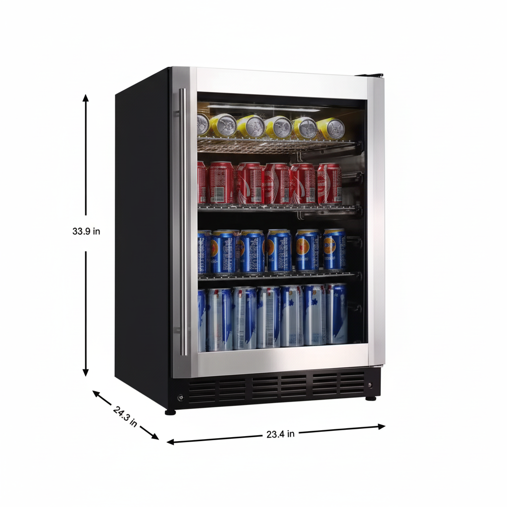 Beverage 23.4 In. 154 (12 Oz.) Can Beverage Cooler, Stainless Steel